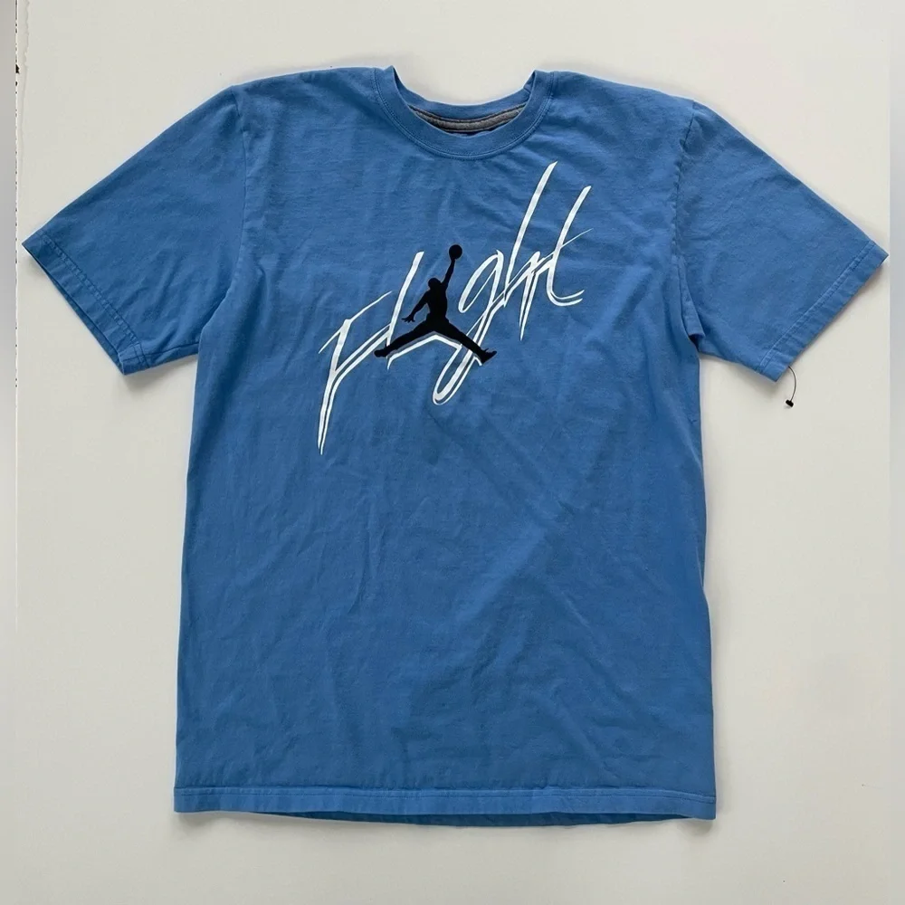 JORDAN Flight Jumpman Light Blue Crewneck Short sleeve Tee Size Medium